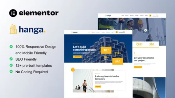 Hanga - Construction & Building Elementor Template Kit - DigitalStoreDeals.com